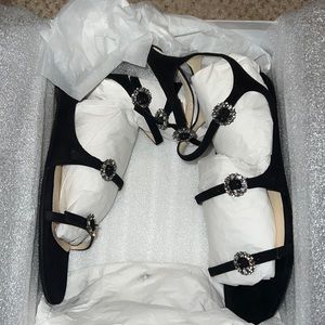 JIMMY CHOO NAIA FLATS BLACK/CRYSTAL
